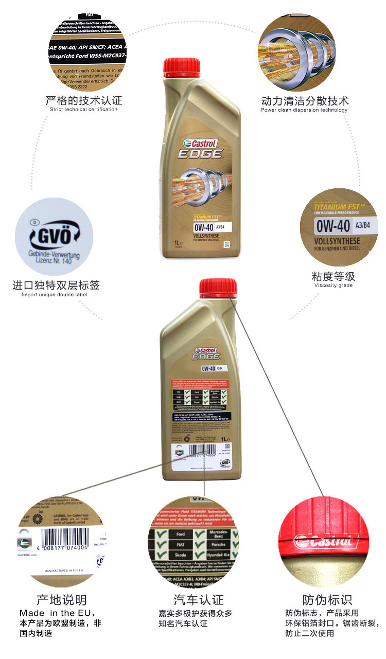 嘉實多 極護 鈦流體 全合成機油 0W-40 A3/B4 SN 1L裝-第2張圖片-鄭州市冠恒貿(mào)易有限公司【官方網(wǎng)站】-車用潤滑油服務(wù)專家