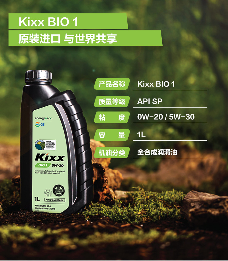 GS (Kixx) 凱升 BIO1 全合成機油 5W-30 SP級 植物基基礎油 1L-第4張圖片-鄭州市冠恒貿(mào)易有限公司【官方網(wǎng)站】-車用潤滑油服務專家